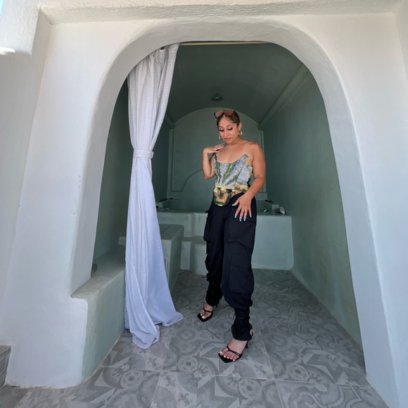 Women's High Waist Flap Pocket Cargo Pants Y2K Streetwear Baggy Trousers Large - Picture 5 of 5